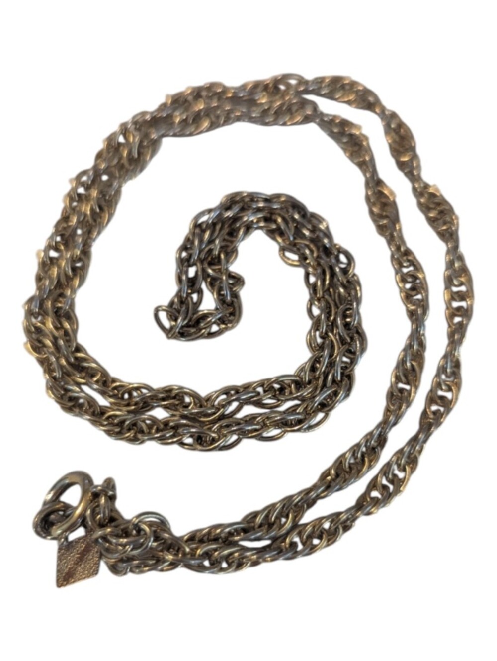 Vintage 70s Signed Sara Coventry Gold Tone Twisted Rope Statement Chain 23"